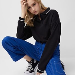 Twik White Stripes Polo Sweatshirt in Black